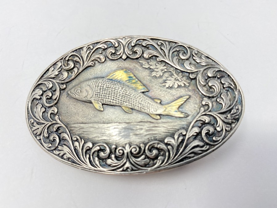 Gürtelschliesse, 925 Silber, Motiv Äsche, 4 x 7 cm