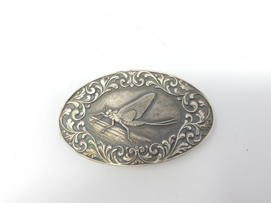 Gürtelschliesse, 925 Silber, Motiv Eintagsfliege, 4 x 7 cm