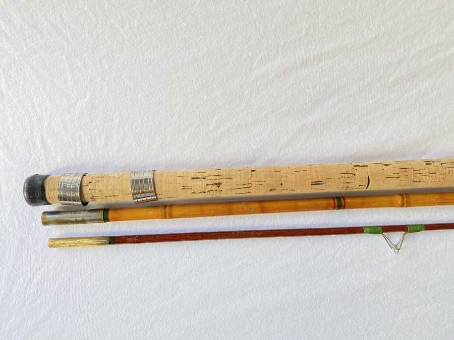 Vintage Matchrute, Handteil und Mittelteil, Bambus, Spitze Glasfaser,3tlg. 3,50m, Gebrauchsspuren,