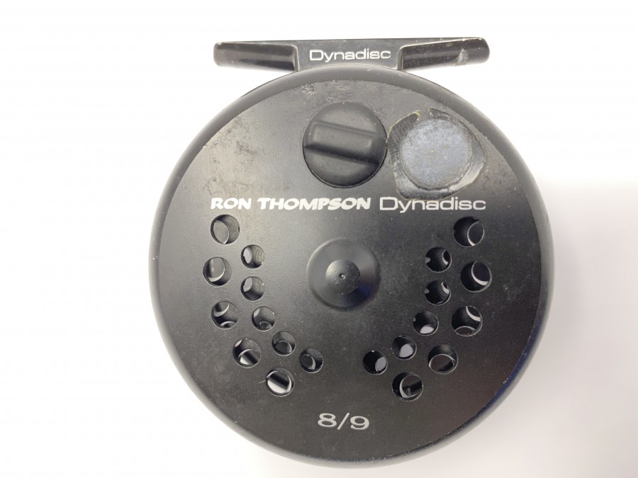 Fliegenrolle, Ron Thompson Dynadisc 8/9, Linkshand, Gebrauchsspuren