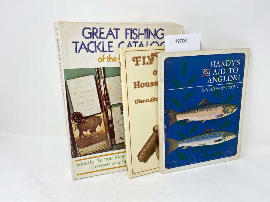 3 Bücher: Great Fishing Tackle Catalogs of the golden age, Samuel Melner/Hermann Kessler; Hardys aid to Angling Salmon & Trout, Capt. T.L Edwards, 1966; Fly Reels of the House of Hardy, Glenn Stockwell, 1978