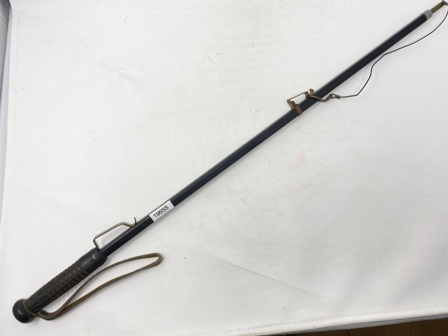 Salmon Tailer, Black Quare Tube with Brass Clip and Rubber Handle, Leather Strap, 30", Made in Great Britain