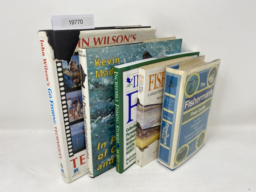 5 Bücher: In Pursuit of Carp and Catfish, Kevin Maddock´s;  Go Fishing Techniques, John Wilson; Incredible Fishing Stories, Shaun Morey; The Fisherman's Field Guide, Robert Elman; Fish Tales, A Collection of true Angling Stories, Bill Chapman Pincher, 1990