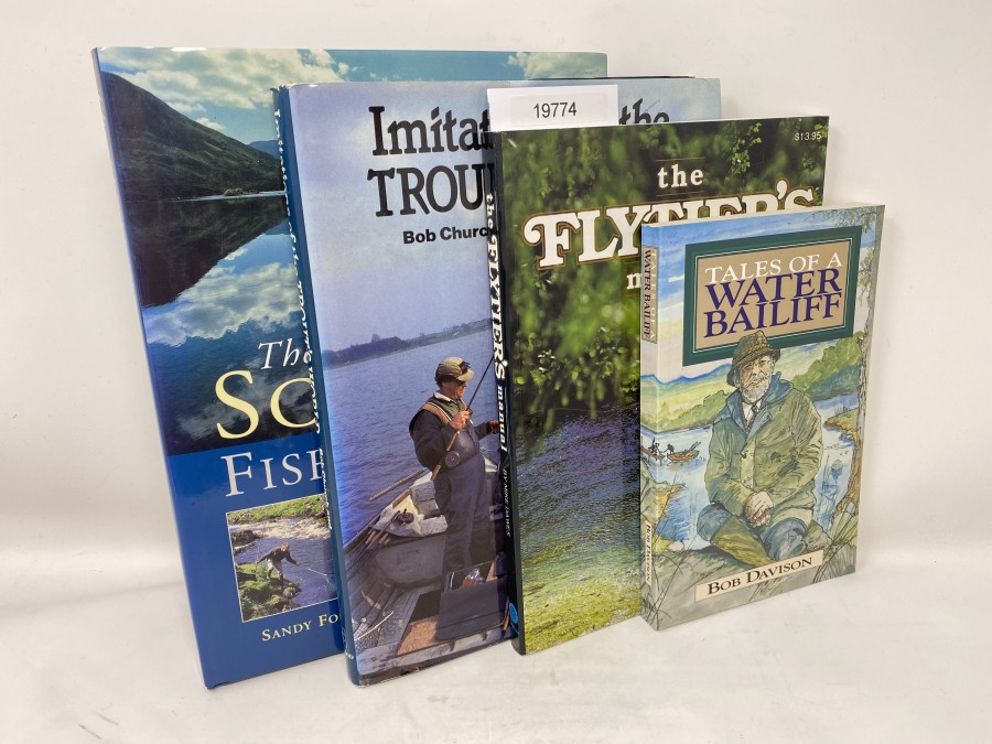 4 Bücher: The Scottish Fishing Book, Sandy Forgan/Gly Satterley, 2001; Imitations of the Trout's World, Bob Church/Peter Gathercole, 1985; The Flytier's manual, Mike Dawes, 1986; Tales of a Water Bailiff, Bob Davison, 1995