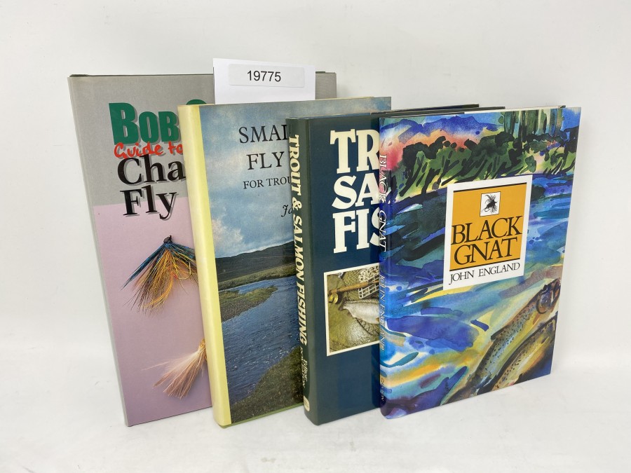 4 Bücher: Bob churches Guide to the Champions´Fly Pattern, Bob Church 1998; Trout & Salmon Fishing, Roy Eaton, 1981; Small-River Fly Fishing for Trout and Grayling, 1972; Black Gnat, John England, 1990