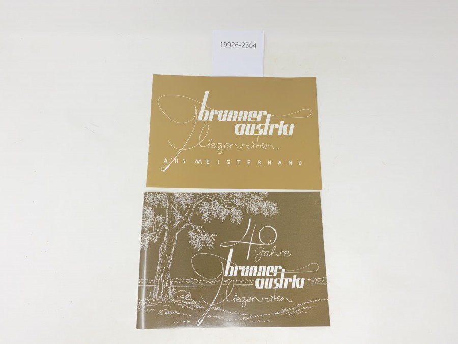 2 Broschüren: 40 Jahre brunner austria Fliegenruten und brunner austria Fliegenruten aus Meisterhand