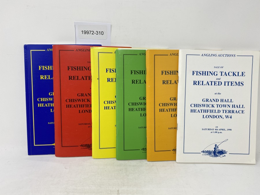 6 Auktionskataloge: Angling Auctions, Neil Freeman, April und October 1998, March und October 1999, April und September 2000