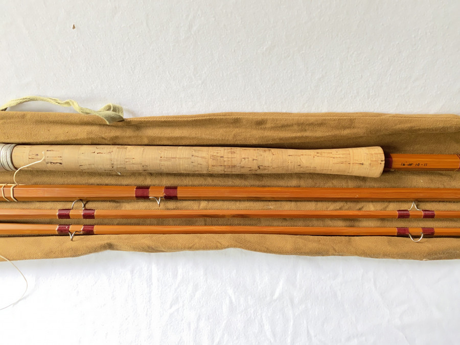 Gespliesste Lachsfliegenrute, Farlow Scottie, Impregnated. spliced, 14 Fuß, #10/11, Reservespitze, Futteral, sehr guter Zustand