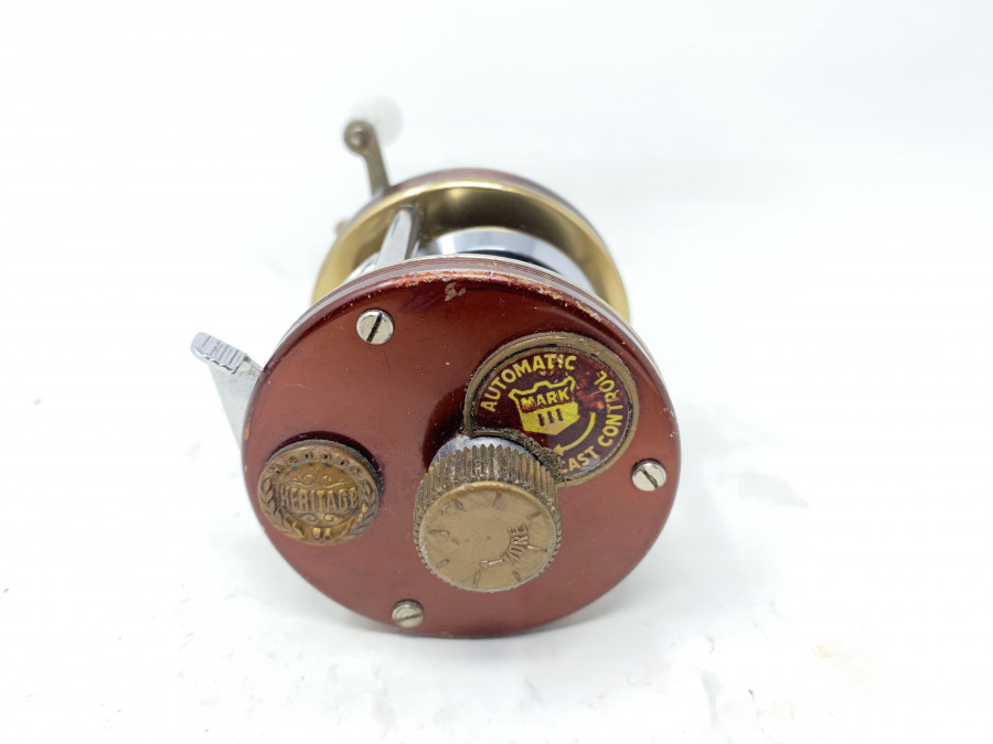 Multirolle, Heddon Heritage 39, Automatic cast control Mark III, Made in Sweden, Rechtshand, Gebrauchsspuren