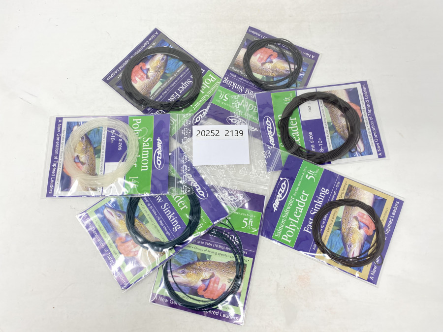 7 Polyleader, Airflo: Salmon, Intermediate, 14ft, Slow Sinking 5ft, Slow Sinking, 10ft, Fast Sinking, 5ft, Salmon Fastsinking, 14ft, Extra Suoer Fast Sinking, 5ft, Extra Super Fast Sinking, 10ft