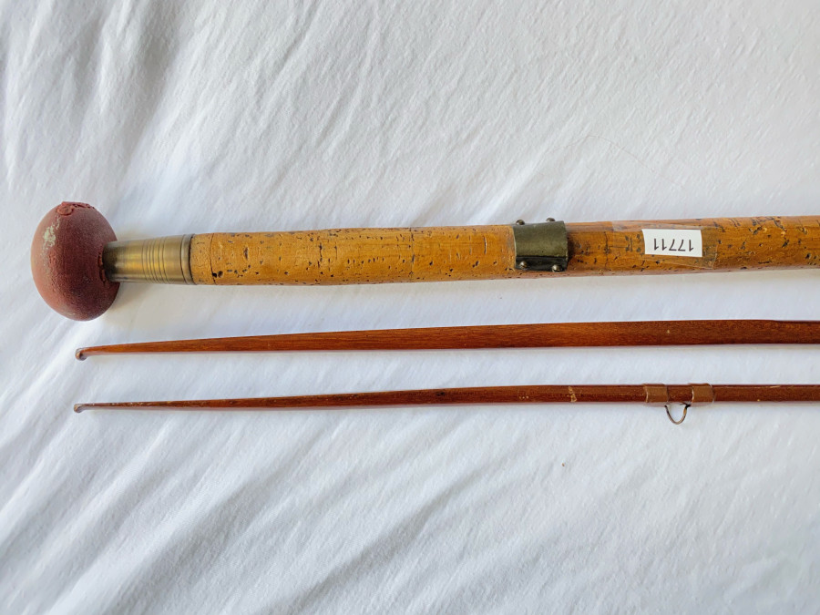 Lachsrute aus Lanzenholz, Spliced, Playfair, Aberdeen, mit Reservespitze - Gebrauchsspuren