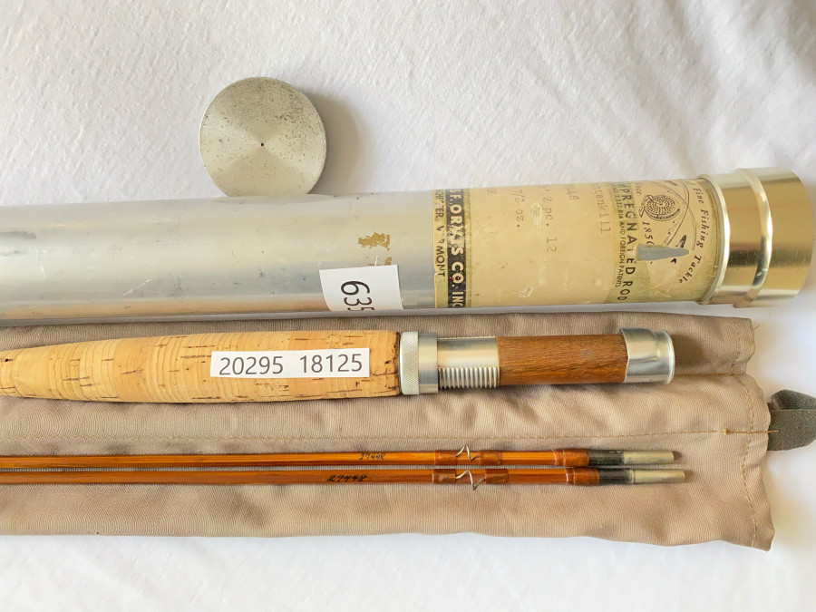 Gespliesste Fliegenrute, Orvis Battenkill 2tlg., 7 1/2", Reservespitze, Serial No. 27448, Futteral und Alu Transportrohr, guter Zustand, sehr schöne Aktion, die Rute ist extrem selten