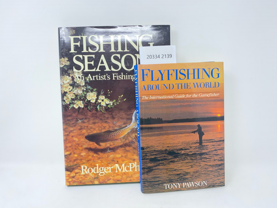 2 Bücher: Fishing Season An Artist´s Fishing Year, Rodger McPhail, 1990; Flyfishing around the World. The International Guide for the Gamfisher, Tony Pawson