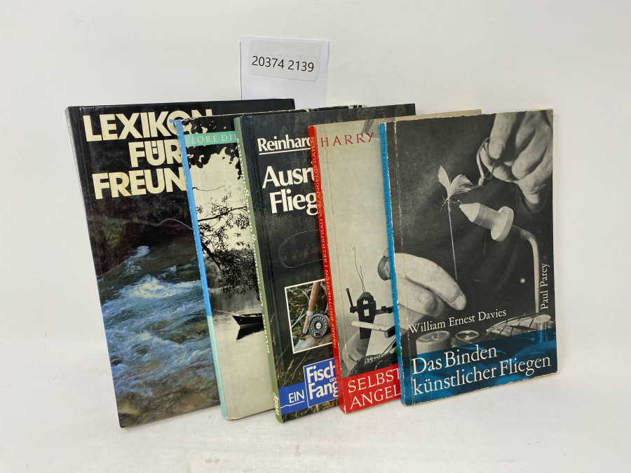 5 Bücher: Lexikon für Angel Freunde, Siegfried Ihle, Carl Werner Schmidt-Luchs, Ernst Seiler, Beppo Busch, 1980; Die Ausrüstung des Fliegenfischers, Reinhard Brehmer, 1984; Selbstbau von Angelgerät, Harry Brotherton, 1962; Das Binden künstlicher Fliegen, William Ernest Davies; Mein Mann angelt, Lore Dirks, 1963
