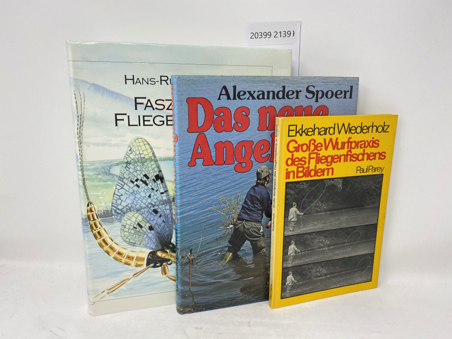 3 Bücher: Faszination Fliegenfischen, Hans-Ruedi Hebeisen, 1992; Das neue Angelbuch, Alexander Spoerl, 1977; Große Wurfpraxis des Fliegenfischens in Bildern, Ekkehard Wiederholz, 1974