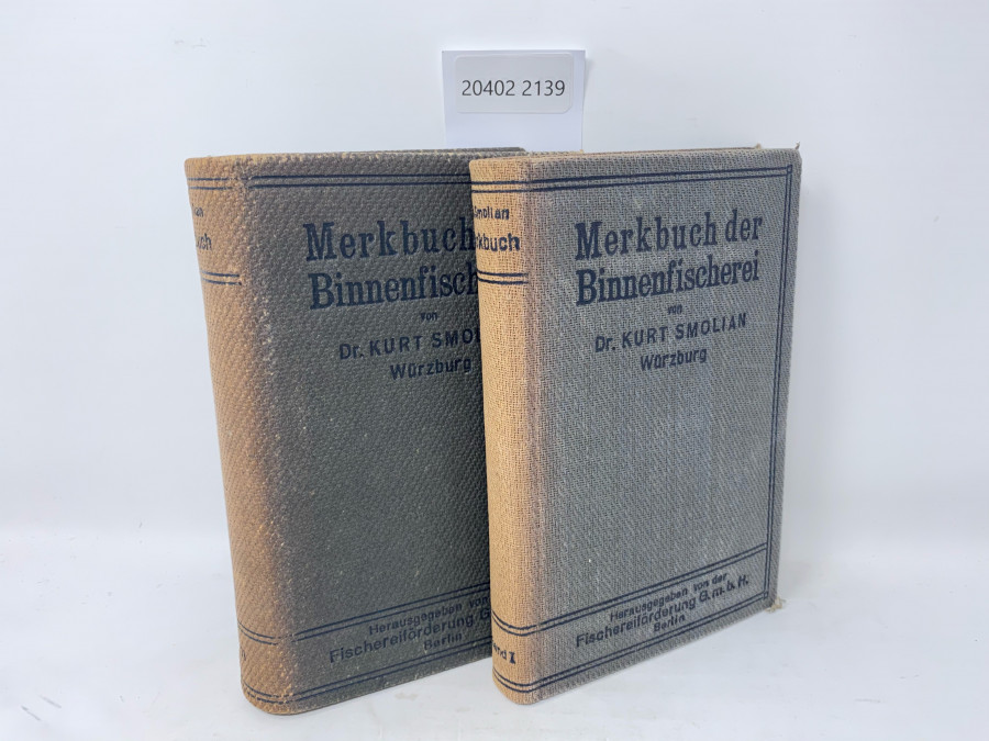 2 Bücher: Merkbuch der Binnenfischerei, Dr. Kurt Smolian, Band I und II, Berlin 1920