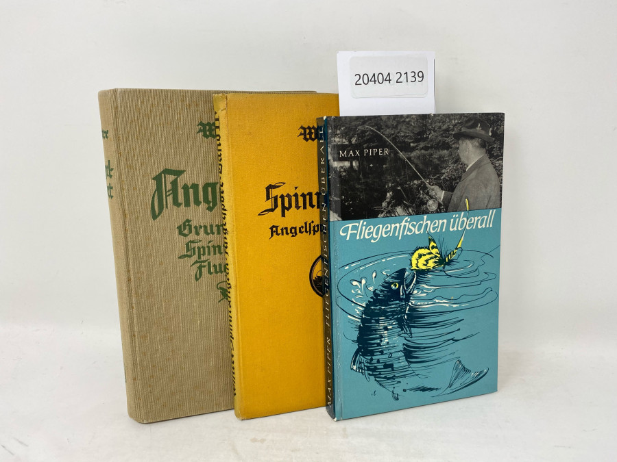 3 Bücher: Angelsport Grundangeln Spinnangeln Flugangeln, Winter, 1928; Spinnangeln Angelsport - Band II, Winter, 1928; Fliegenfischen überall, Max Piper, 1964