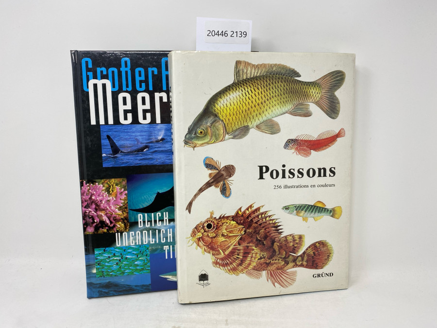 2 Bücher: Großer Atlas der Meere, Blick in unendliche Tiefen, John Pernetta; Poissons, 256 illustrations en couleurs, Texte de Karel Pivnicka et Karel Cerny, Paris, 1987