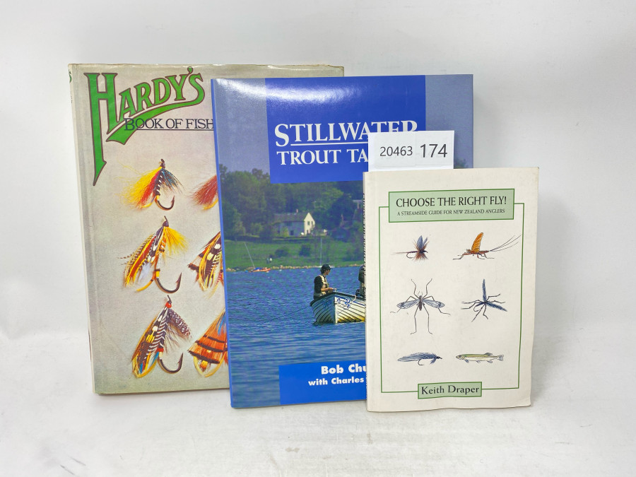 3 Bücher: Hardy´s Book of Fishing, Patrick Annesley, 1971, Stillwater Trout Tactics, Bob Church with Charles Jardine, 1994, Choose the right Fly, Keith Draper, 1997