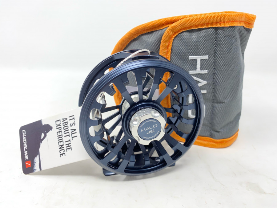 Fliegenrolle, Guideline Halo 45, dark grey saphire blue, 123 Gramm, Rollentasche, neu