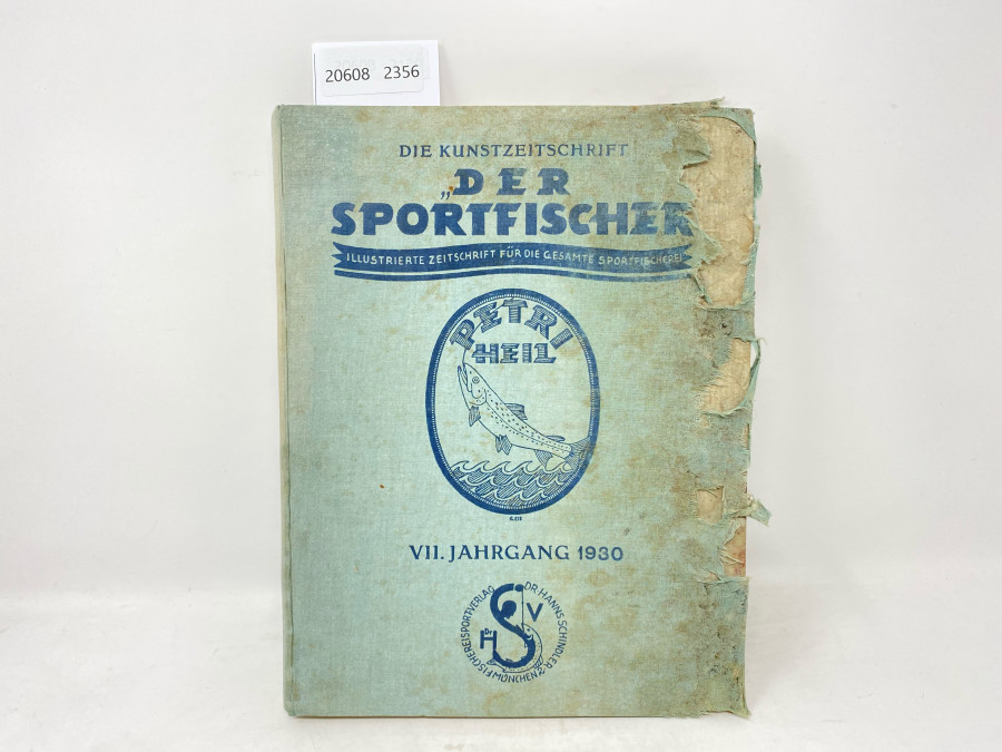 Zeitschrfiten, Der Sportfischer, Jahrgang 1930, Illustrierte Zeitschrift für die gesamte Sportfischerei, gebunden, Einband beschädigt