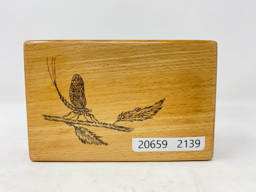 Fliegenbox aus Holz, 6 Fächer, 135x85x35mm, sehr schöne Arbeit, Made in Bavaria