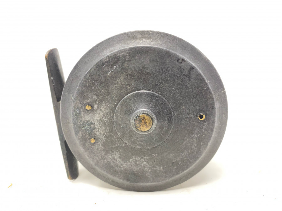 Fliegenrolle, Alu, Horngriff, Klasse 4/5, 75mm Aussendurchmesser, 30mm Rollenbreite, guter Zustand