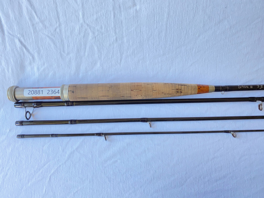 Fliegenrute Sage III Blank aufgebaut von Erhard Loidl, 4tlg. 9ft, #6, Futteral, guter Zustand,