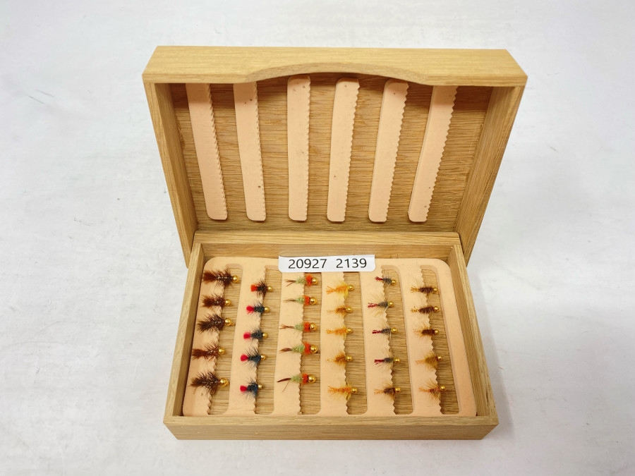 Holzbox mit 30 Goldkopf Minijig´s, sehr fängig