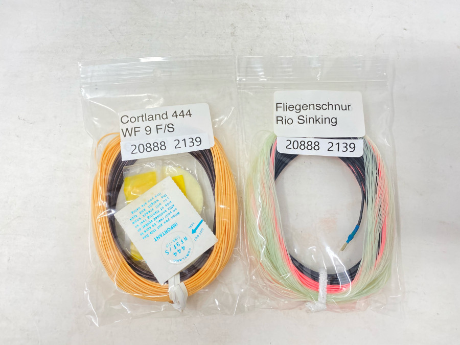 2 Fliegenschnüre, gebraucht, Cortland 444, WF 9 F/S, Rio Sinking mit Backing