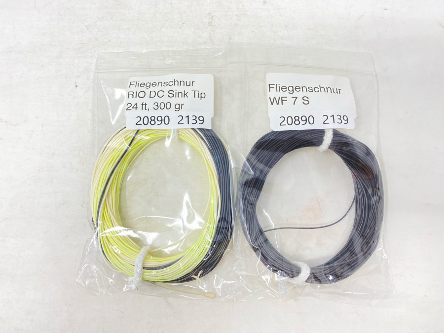 2 Fliegenschnüre, gebraucht: WF 7 S, Rio DC Sink Tip, 24 ft, 300 gr