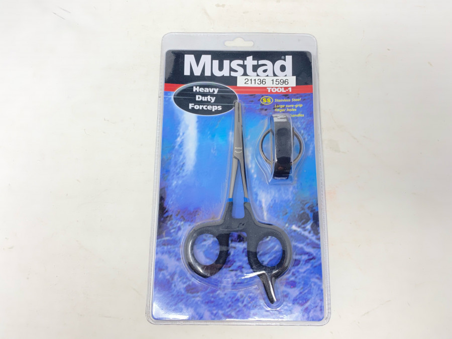 Mustad Heavy Duty Forceps, 15 cm lang, gerade Spitze, aus hochwertigen, rostfreien Stahl hergetllt, mit Nackenband