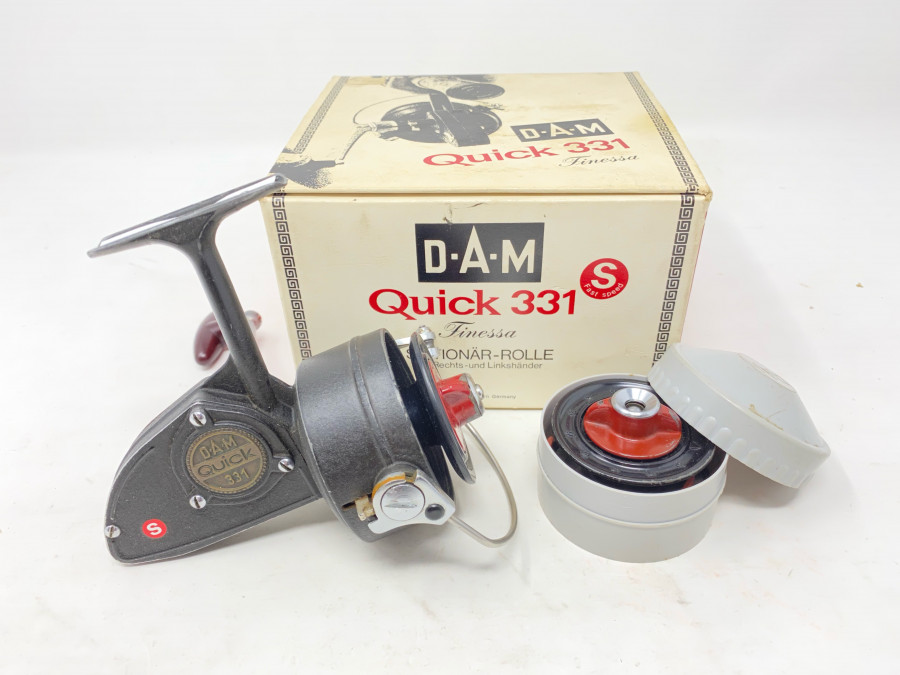 Stationärrolle, DAM Quick 331 S, Finessa, Reservespule, Gebrauchsspuren, im Originalkarton