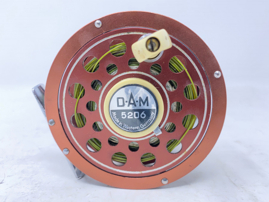 Fliegenrolle, DAM 5206, Made in Western Germany, mit Schnur, Linkshand, Gebrauchsspuren