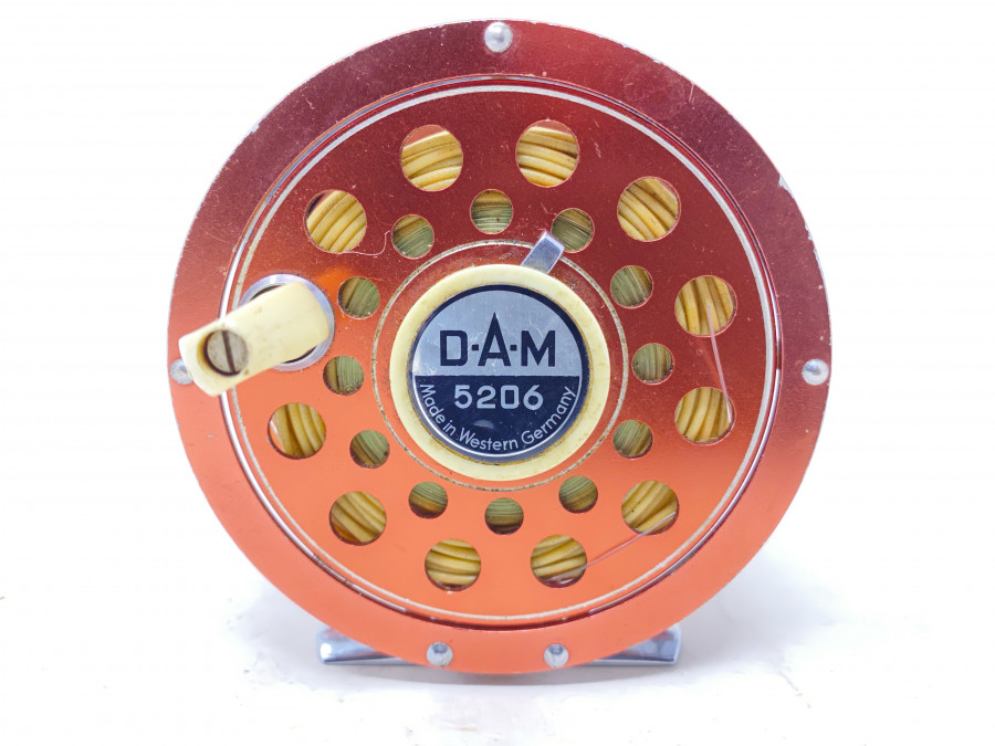 Fliegenrolle, DAM 5206, Made in Western Germany, Rechtshand, mit Schnur, Gebrauchsspuren