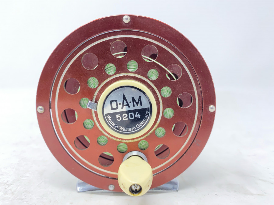 Fliegenrolle, DAM 5204, Made in Western Germany, mit Backing, Linkshand, Gebrauchsspuren