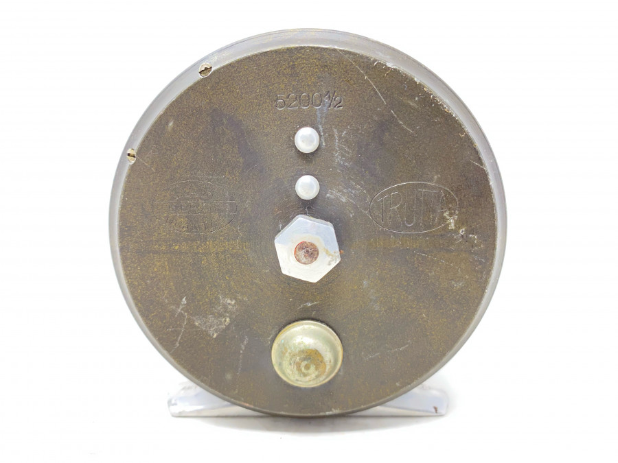 Fliegenrolle, DAM Gerät Qualität, Trutta 5200 1/2, Linkshand, Achatring, ausschaltbare Knarre, Alu, Rollendurchmesser 84mm, Rollenbreite 30mm, Gebrauchsspuren