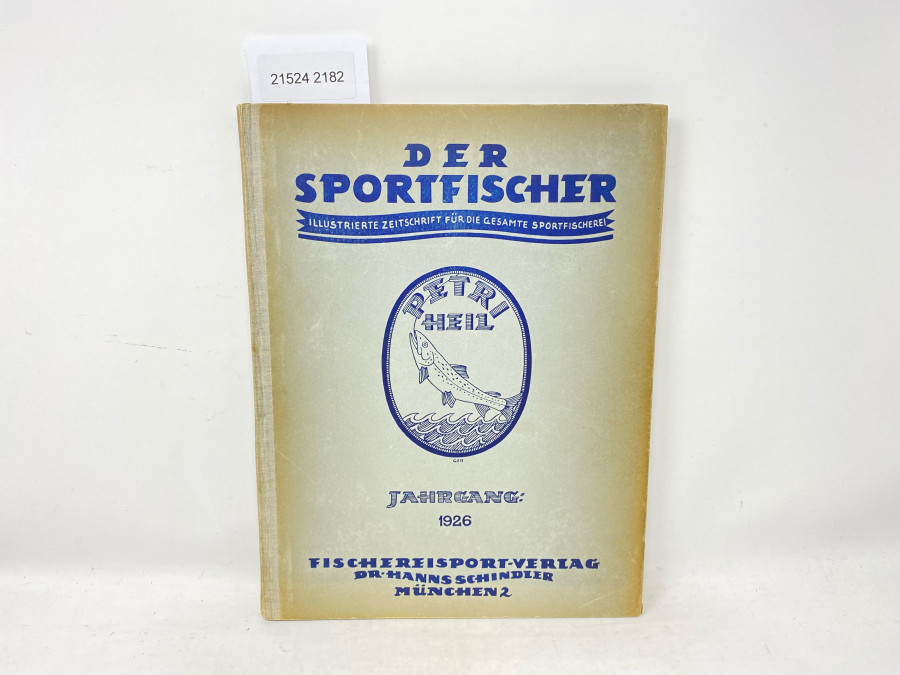 Zeitschriften: Der Sportfischer, Illustrierte Zeitschrift für die gesamte Sportfischerei, Jahrgang 1926, 3. Jahrgang, 12 Hefte, 240 Seiten, gebunden in bedruckten Original-Halbleinenband des Verlags, 1 Blatt lose (S.39/40) dort inneres Gelenk gelockert