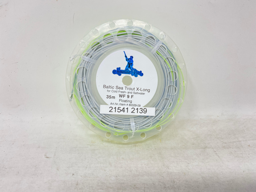 Fliegenschnur, Baltic Sea Trout X-Long, for Cold Fresh- and Saltwater, Chartreuse/Hellgrau, Floating,  WF 9 F, neu