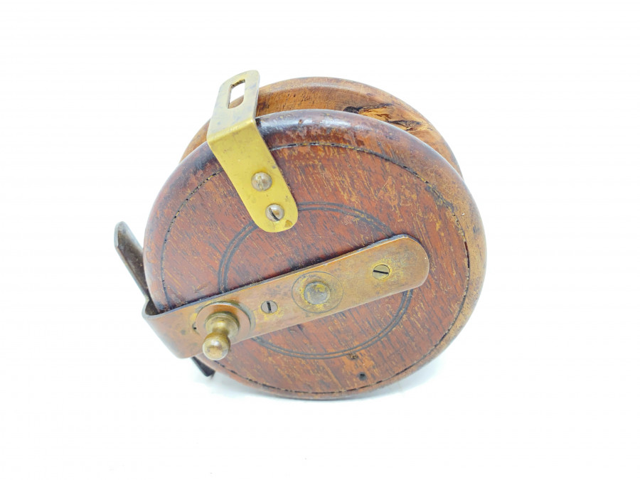 Alte Holzrolle, Knarre ausschaltbar, 100mm Rollendurchmesser, 40mm Rollenbreite, reparaturbedürftig