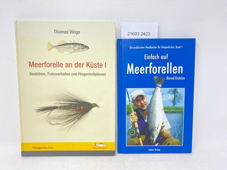 2 Bücher: Meerforelle an der Küste I Beutetiere, Fressverhalten und Fliegenimitationen, Thomas Vinge, 2012; Einfach auf Meerforellen, Bernd Kuleisa, 2007