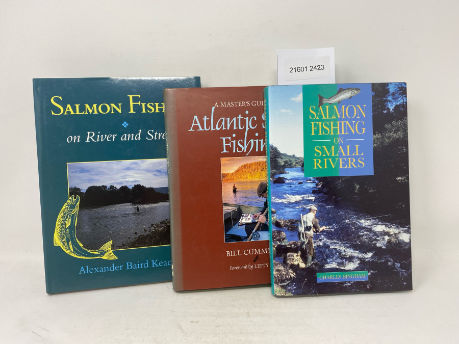 3 Bücher: A Master´s Guide to Atlantic Salmon Fishing, Bill Cummings, Forword by Lefty Kreh, 1995; Salmon Fishing on River and Stream, Alexander Baird Keachie, 1995; Salmon Fishing on Small Rivers, Charles Bingham, 1994