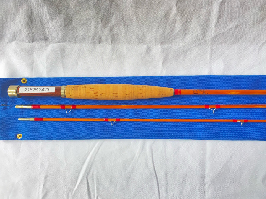 Gespliesste Fliegenrute,R.H. Raab, Classic No. 4, 3tlg., 233cm, '4/5, schöne parapolische Aktion, neu, Futteral