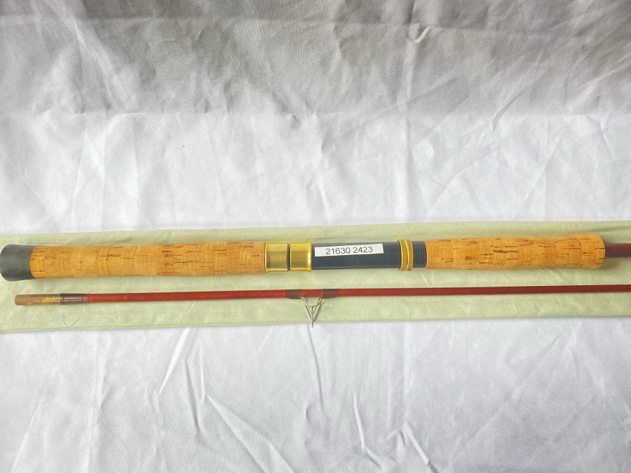 Spinnrute, Inlet Schreck Swiss, 1970, 2tlg., 116/1, 2.40 m, bis 15 gr., gekauft bei Stork München, guter Zustand, Futteral