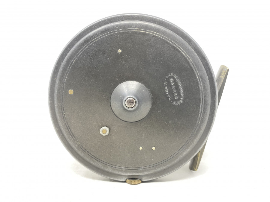 Lachsfliegenrolle, J.J.S. Walker Bamton & Co, Makers, Alnwick, Rechtshand, #10, Messingschnurführungsring, Messing Rollenfuß, Rollenaussendurchmesser 102mm, Rollenbreite 45mm, guter Zustand