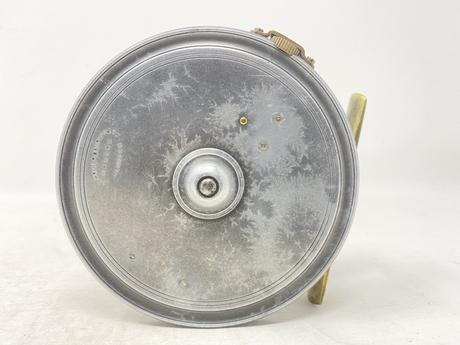 Lachsfliegenrolle, J.J.S. Walker Bampton & Co, Makers, Alnwick, Rechtshand, #9/10, Messingrollenfuß, Horngriff, guter Zustand