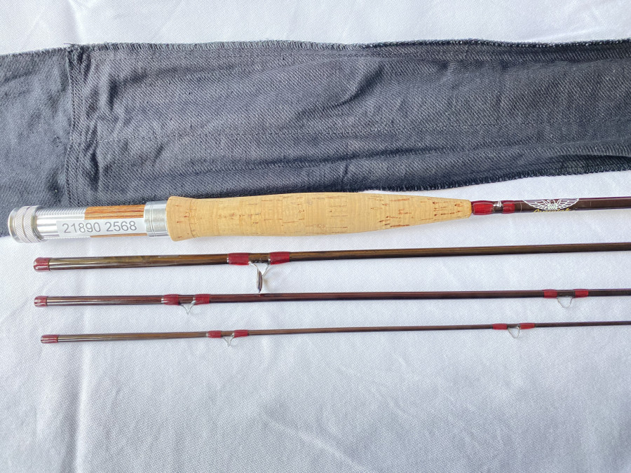 Fliegenrute Fenwick Blank aufgebaut, 4tlg., 2,40m, #4-5, Futteral, sehr guter Zustand