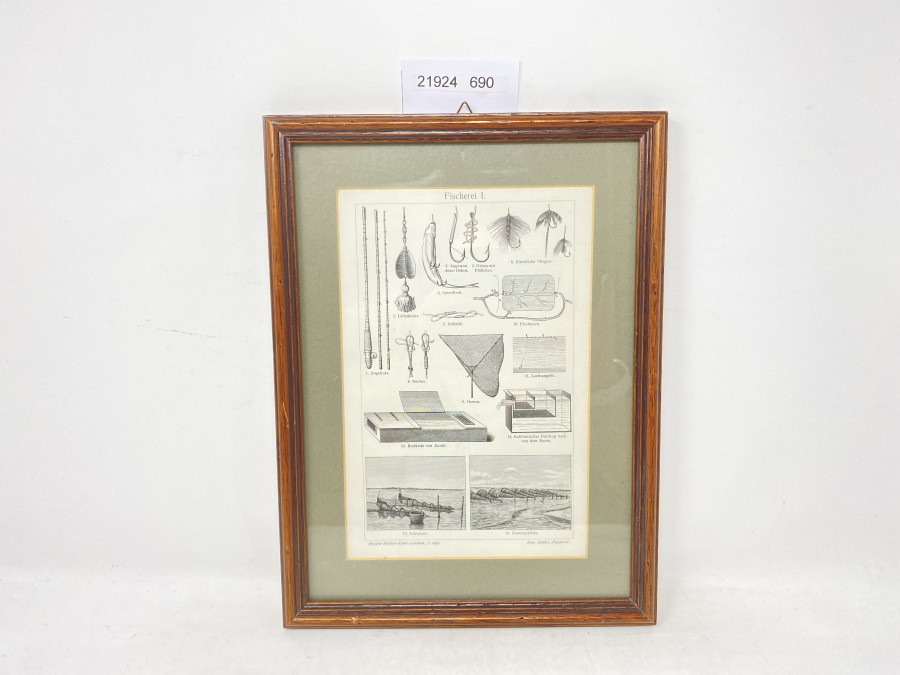 Bild im Holzrahmen, Fischerei I, 300 x 230mm