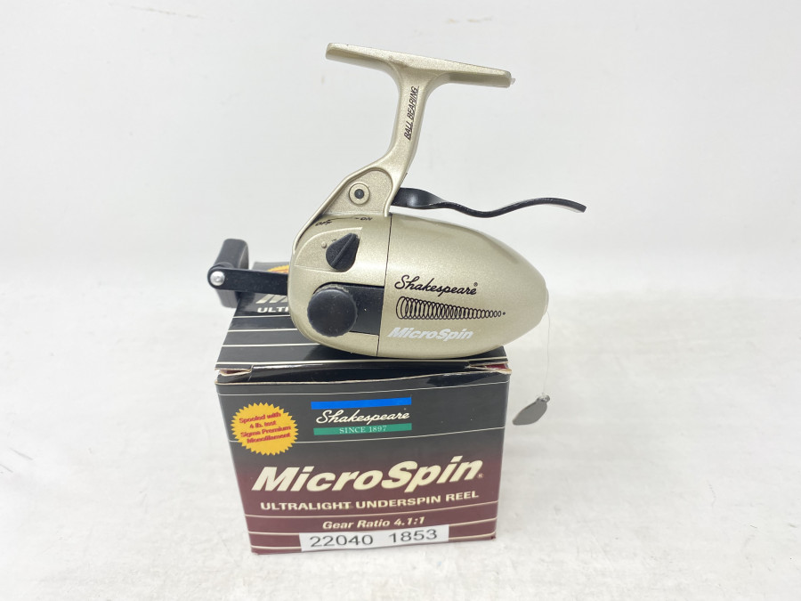 Shakespeare MicroSpin ultralight Underspin Reel, Papiere, neu im Karton