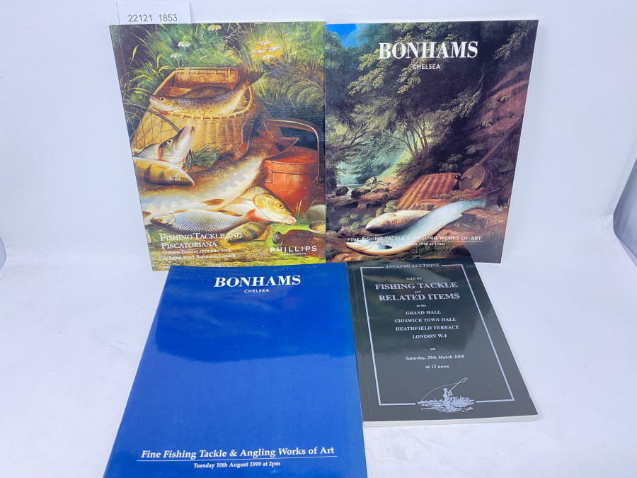 4 Auktionskataloge: Angling Auctions 03/2008, Bonhams 03/1998, 08/1999 und 06/2001